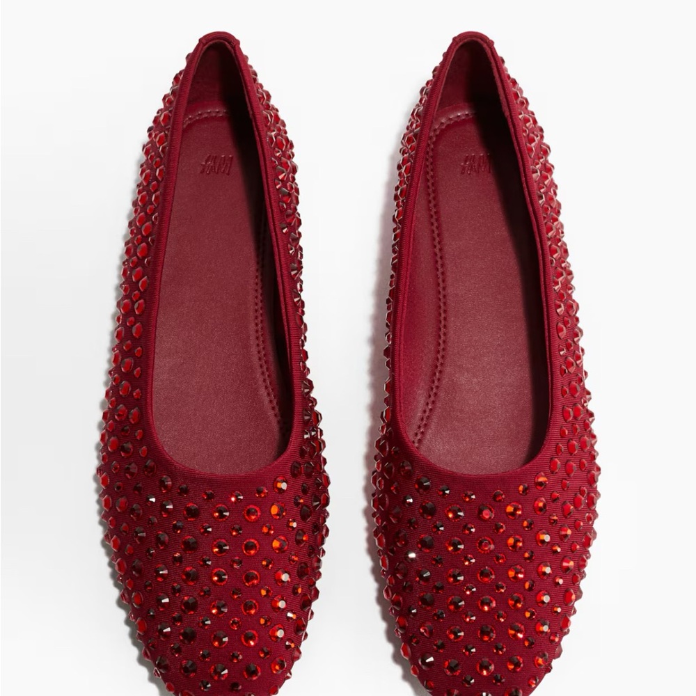 H&M Red Studded Flats